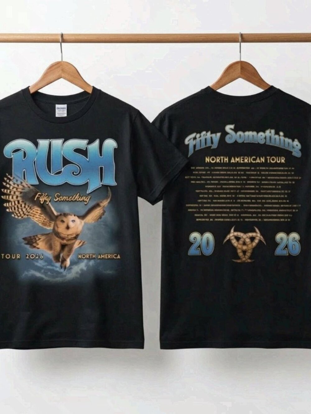 Rush Fifty Something North American Tour 2026 Owl Black T-Shirt Reprint